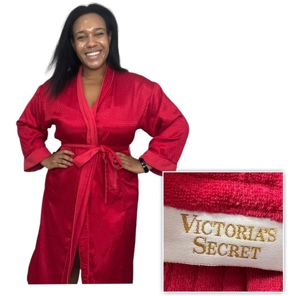 Vintage Victoria’s Secret gold label red robe loungewear terry cloth - Picture 1 of 12